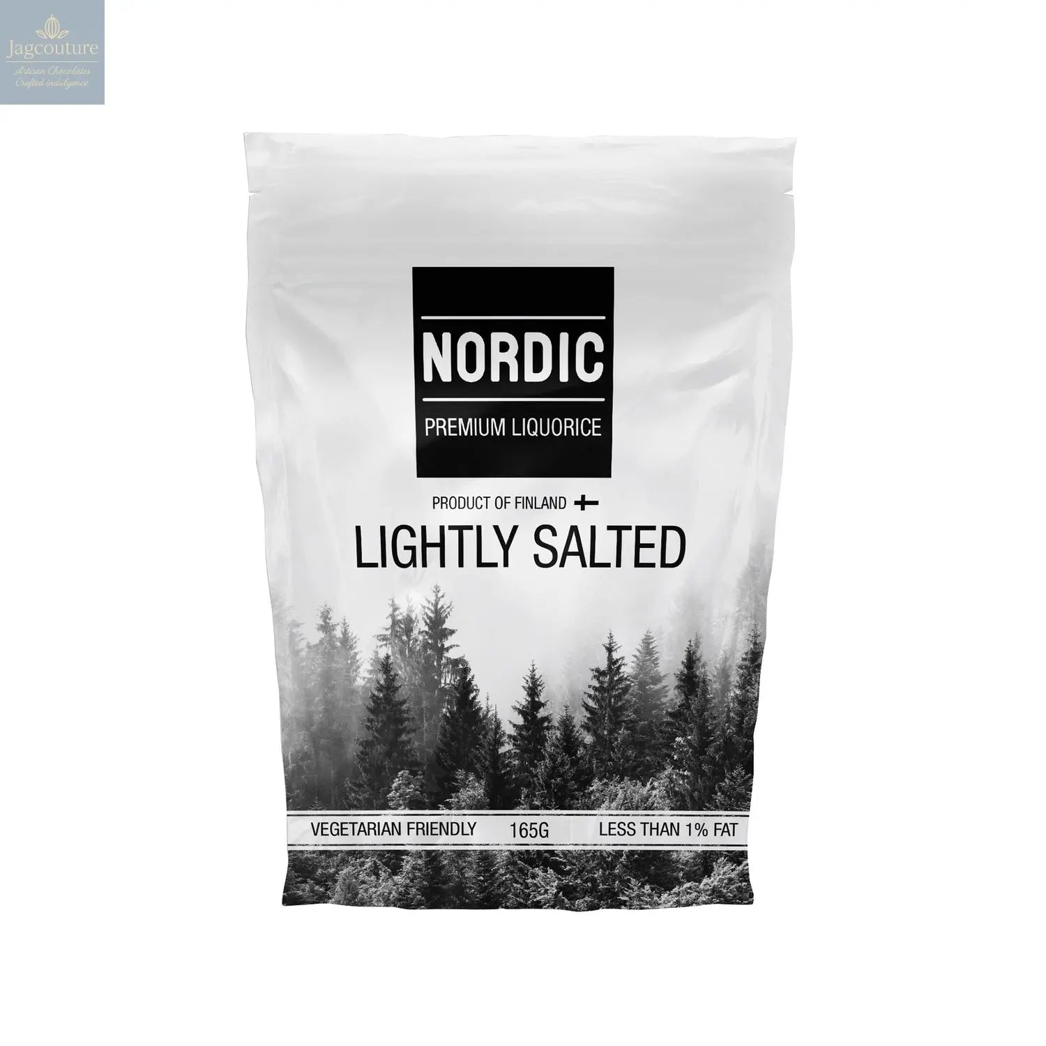Lightly salted soft eating premium liquorice in sachet bag - vegetarian friendly Jag Couture Chocolates
