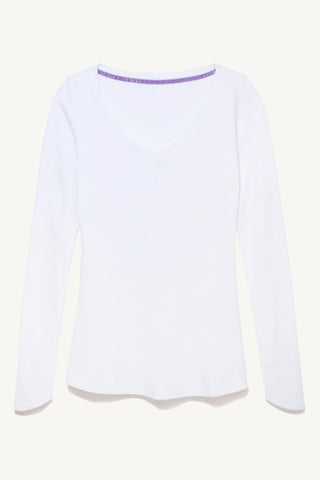 Long Sleeve V Neck Cotton Modal Blend T-shirt