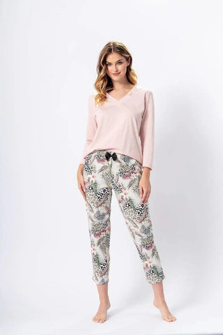 M-Max animal prints blouse and pants womens pajamas