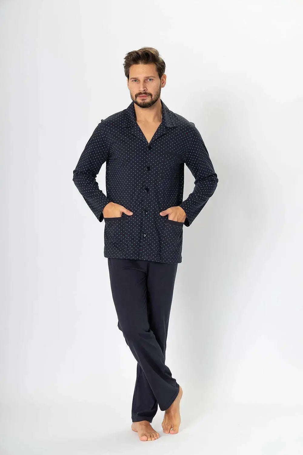 M-Max knitted fabric men's unbuttoned pajamas