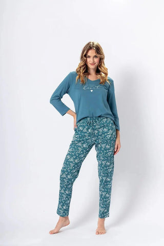 M-Max sea green color blouse and pants womens pajamas