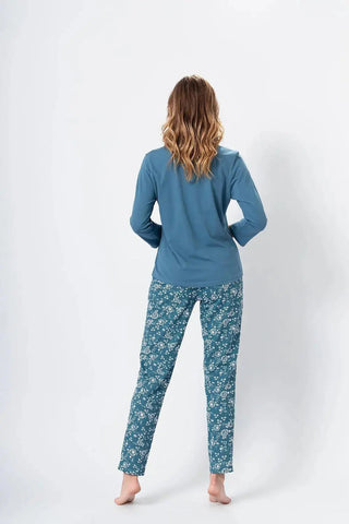 M-Max sea green color blouse and pants womens pajamas