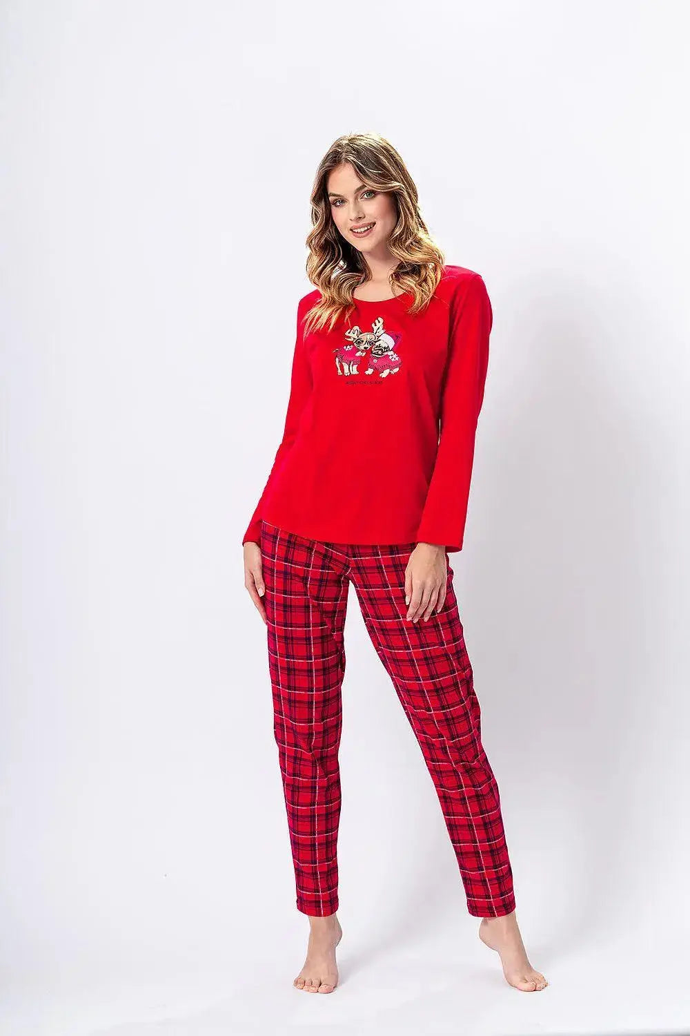 M-Max sleeved shirt and patterned pants womens pajamas