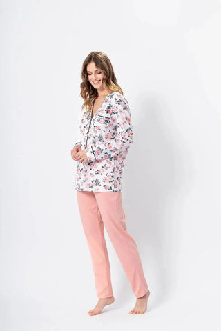 M-Max unbuttoned long pants and t-shirt womens pajamas