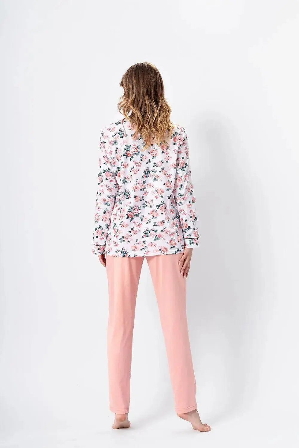 M-Max unbuttoned long pants and t-shirt womens pajamas