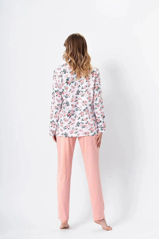 M-Max unbuttoned long pants and t-shirt womens pajamas