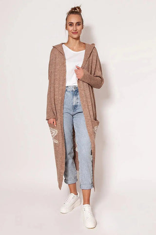 MKM Soft sweater coatwith long sleeves, hood, and pockets