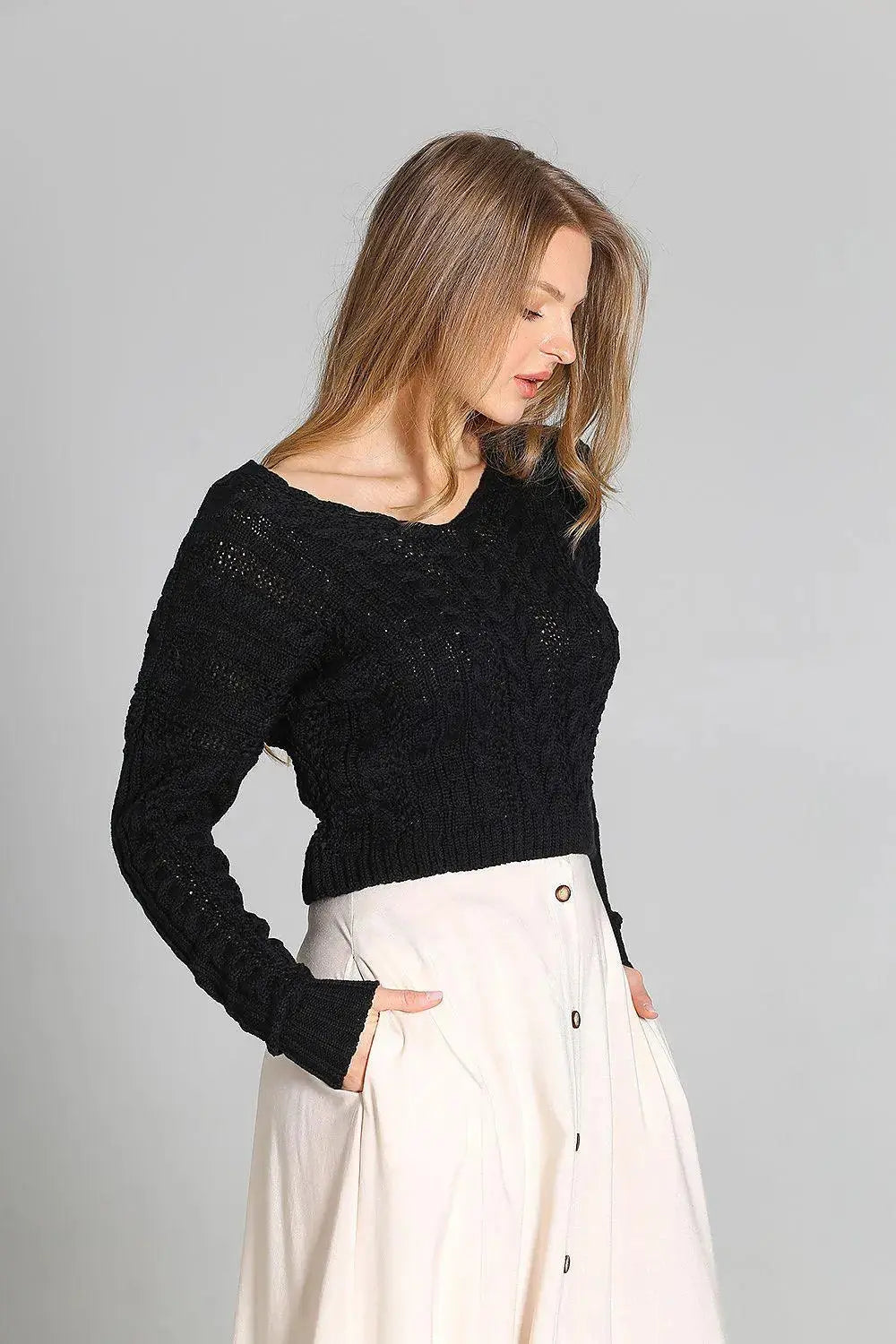 MKM plaid patterns short sweater