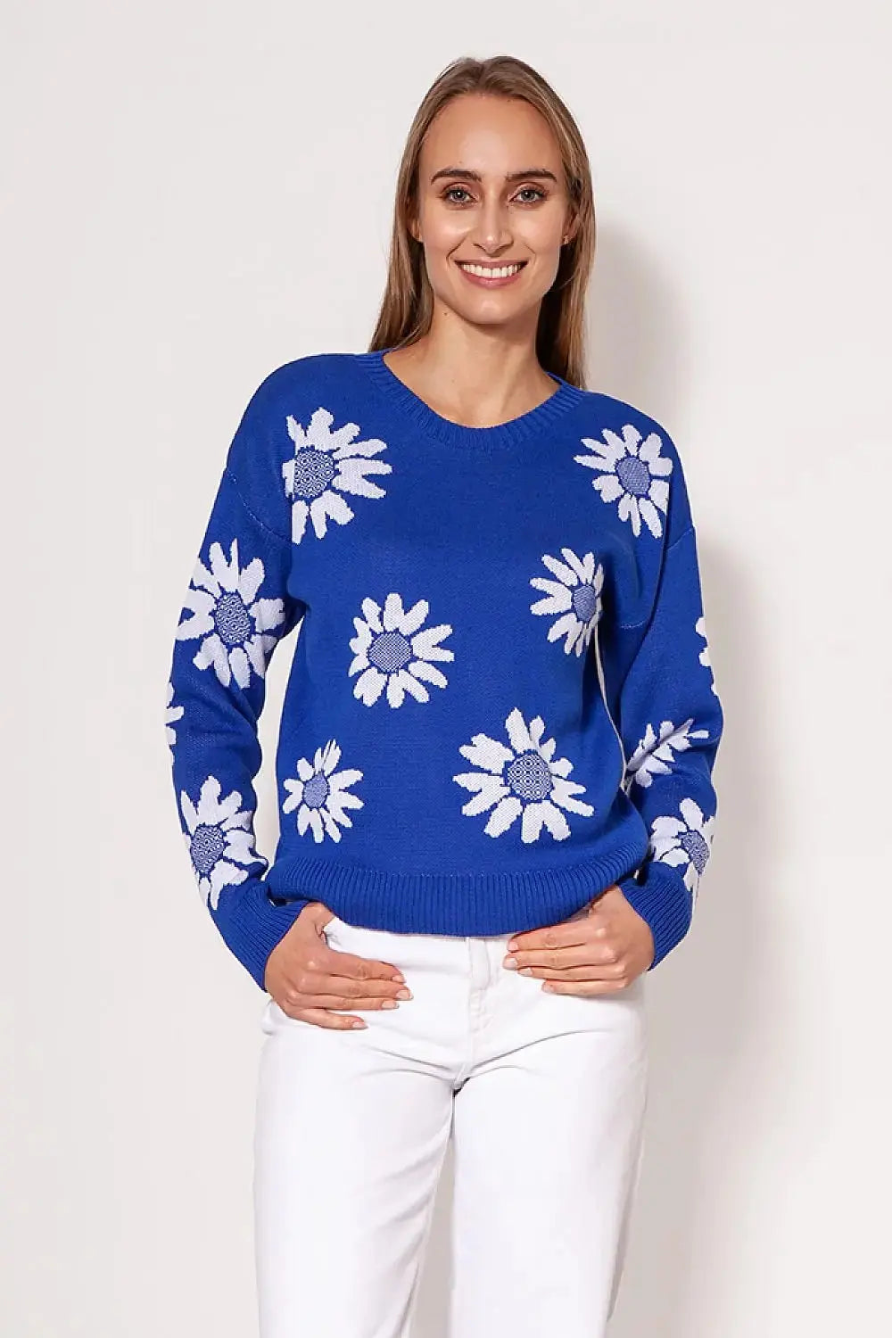 MKM simple cut flowers printed sweater