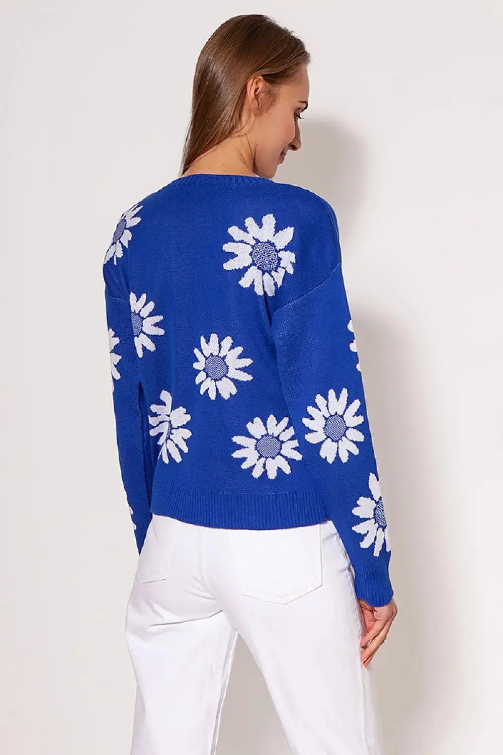 MKM simple cut flowers printed sweater