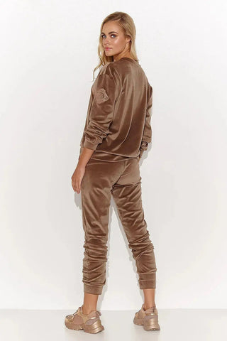 Makadamia elegant and feminine velour knit tracksuit