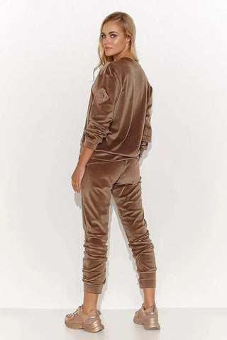 Makadamia elegant and feminine velour knit tracksuit