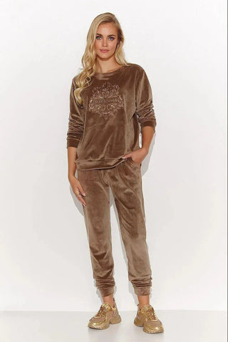 Makadamia velour long-sleeved blouse