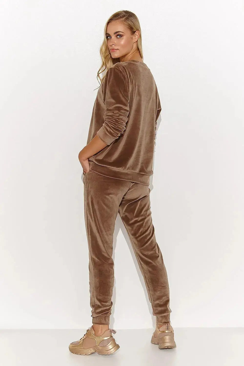 Makadamia velour long-sleeved blouse