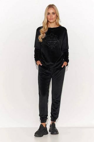 Makadamia velour long-sleeved blouse