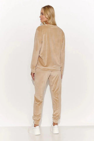 Makadamia velour long-sleeved blouse