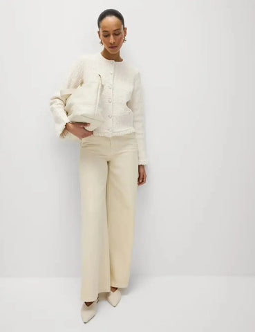 Marks and Spencer Cotton Rich Knitted Crew Neck Fringe Cardigan