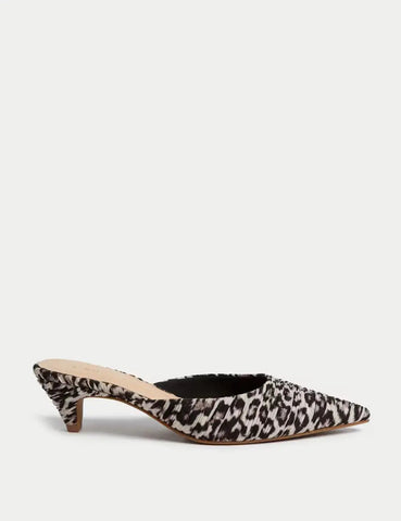 Marks and Spencer Leopard Print Slip On Kitten Heel Mules