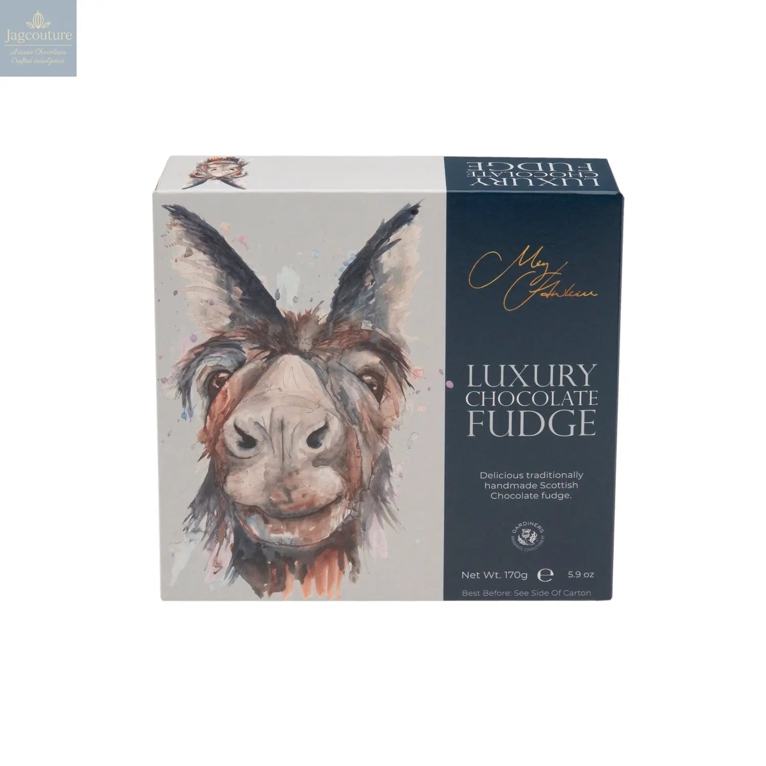 Meg Hawkins Donkey carton of chocolate fudge Jag Couture Chocolates