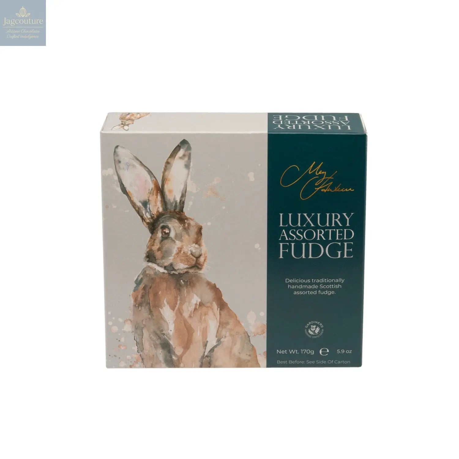 Meg Hawkins Hare carton of assorted fudge Jag Couture Chocolates