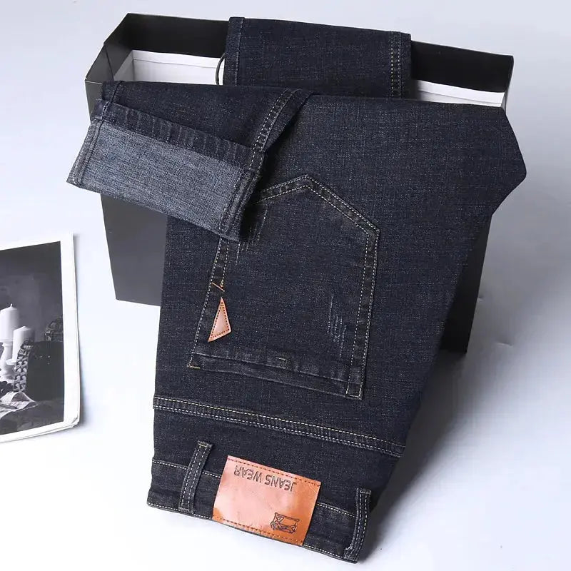 Men's Fashion Straight Jeans – Stretch Slim Fit Business Denim