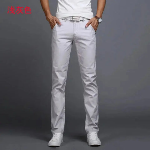"Men's Slim Fit Cotton Chinos: 2022 Spring/Autumn Collection - Fashionable Trousers in 9 Colors, Including Plus Sizes | Brand Clothing