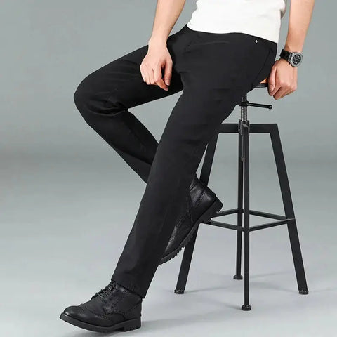 Men's Pure Black Jeans Korean Version Trendy Straight Fit Pants