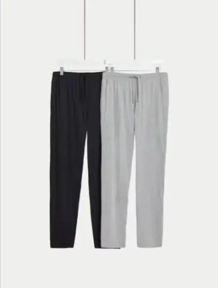 Mens 2pk Pure Cotton Pyjama Bottoms
