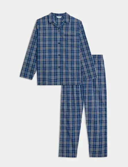 Mens Pure Cotton Checked Pyjama Set