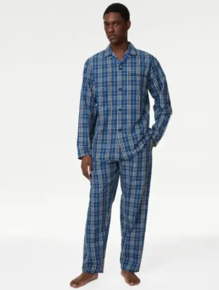 Mens Pure Cotton Checked Pyjama Set