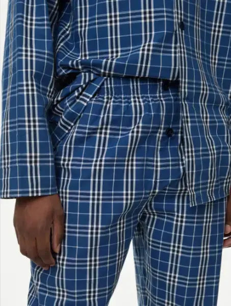 Mens Pure Cotton Checked Pyjama Set