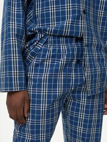 Mens Pure Cotton Checked Pyjama Set