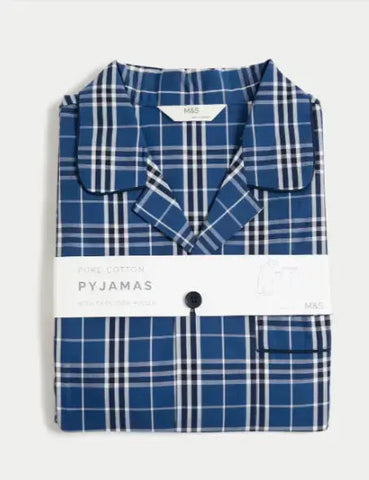 Mens Pure Cotton Checked Pyjama Set
