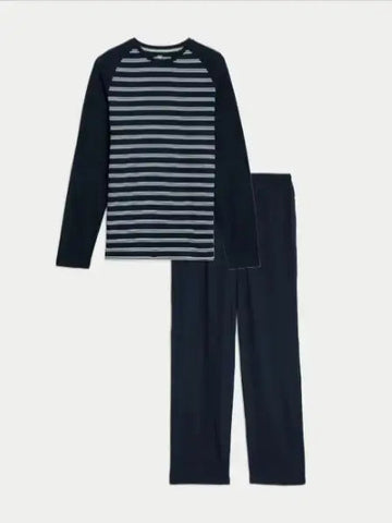Mens Pure Cotton Striped Pyjama Set