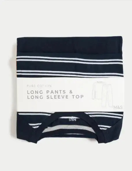 Mens Pure Cotton Striped Pyjama Set