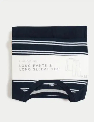 Mens Pure Cotton Striped Pyjama Set