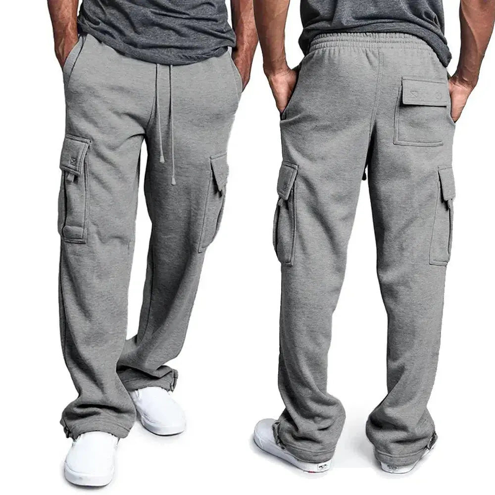 Men's Straight Fit Joggers – Oversized Multi-Pocket Sweatpants for Sports & Streetwear