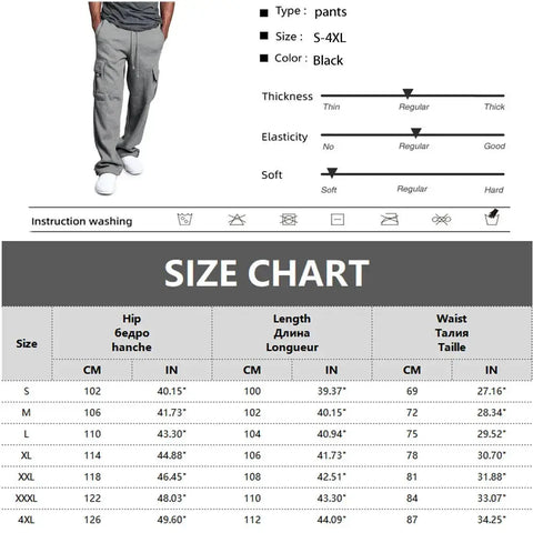 Men's Straight Fit Joggers – Oversized Multi-Pocket Sweatpants for Sports & Streetwear