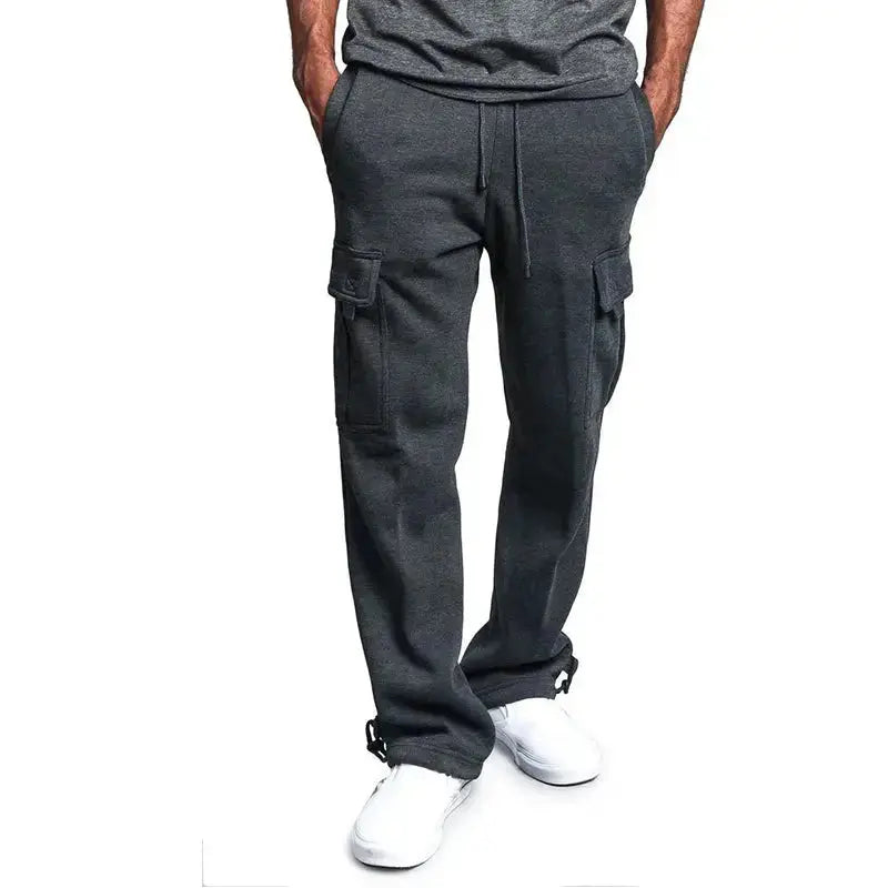 Men's Straight Fit Joggers – Oversized Multi-Pocket Sweatpants for Sports & Streetwear