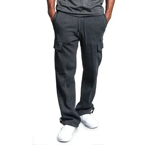 Men's Straight Fit Joggers – Oversized Multi-Pocket Sweatpants for Sports & Streetwear