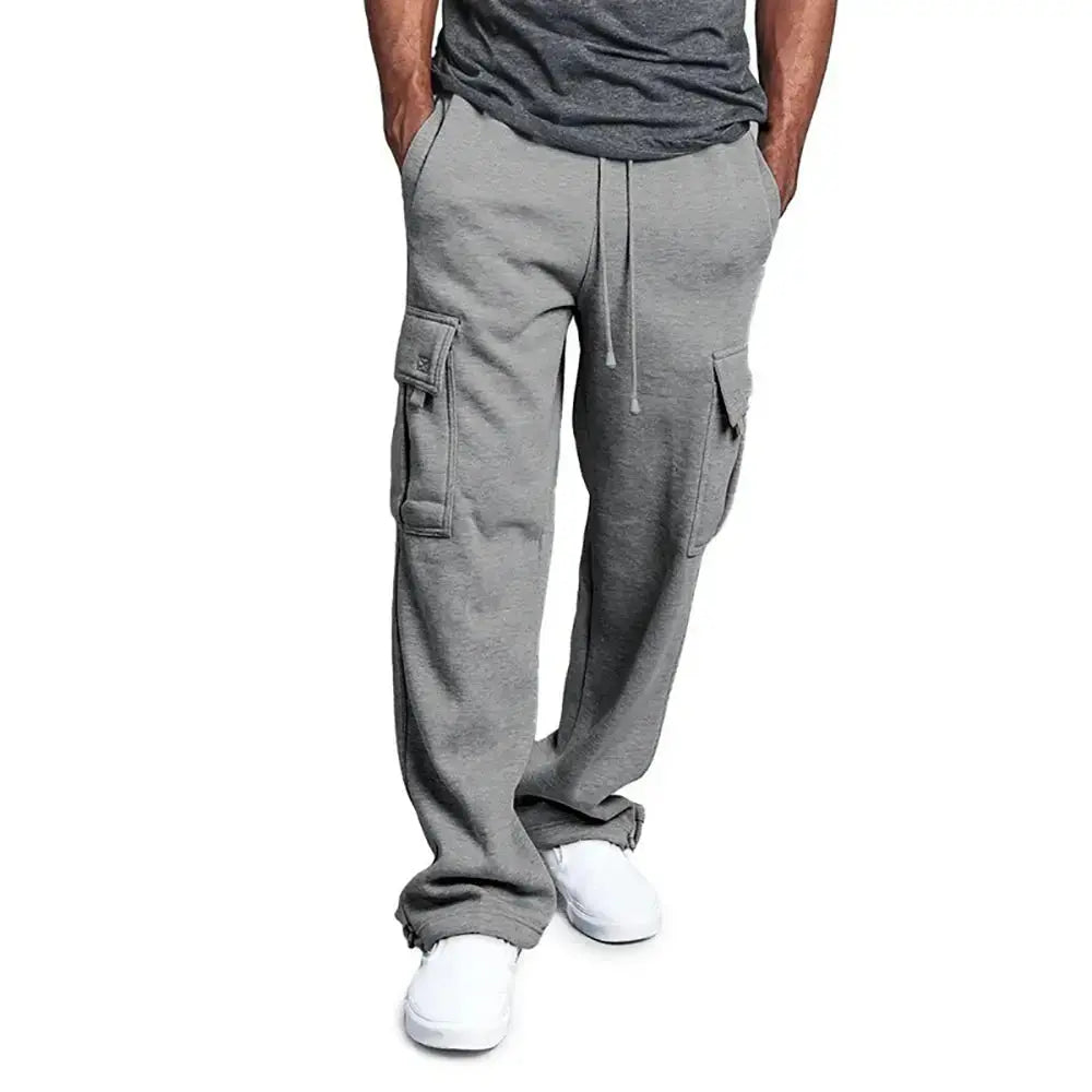 Men's Straight Fit Joggers – Oversized Multi-Pocket Sweatpants for Sports & Streetwear