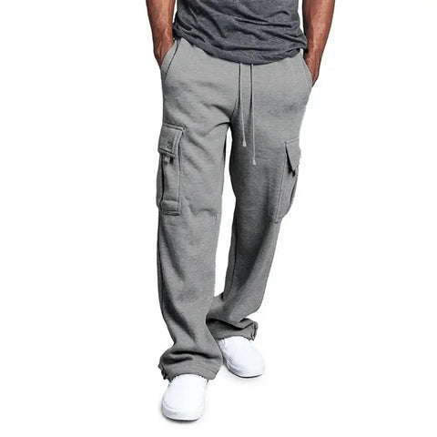 Men's Straight Fit Joggers – Oversized Multi-Pocket Sweatpants for Sports & Streetwear