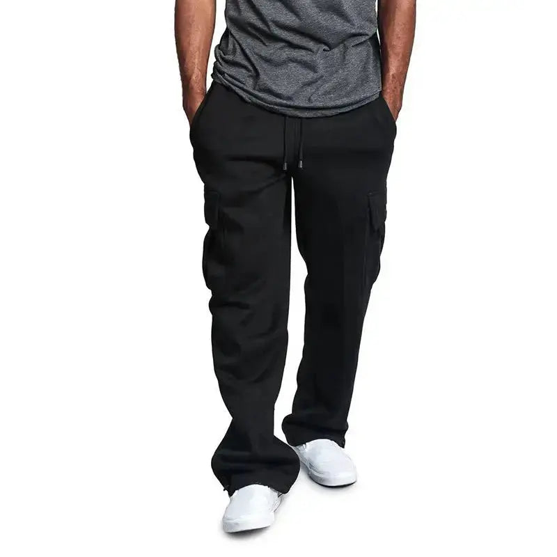 Men's Straight Fit Joggers – Oversized Multi-Pocket Sweatpants for Sports & Streetwear