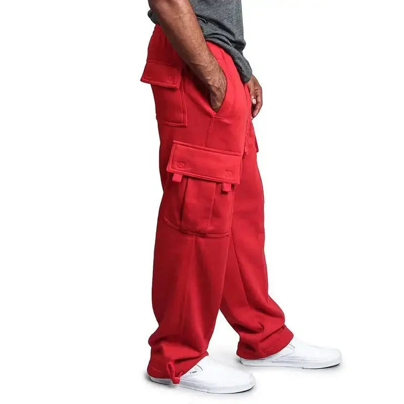 Men's Straight Fit Joggers – Oversized Multi-Pocket Sweatpants for Sports & Streetwear