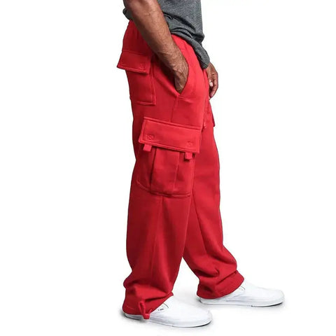 Men's Straight Fit Joggers – Oversized Multi-Pocket Sweatpants for Sports & Streetwear