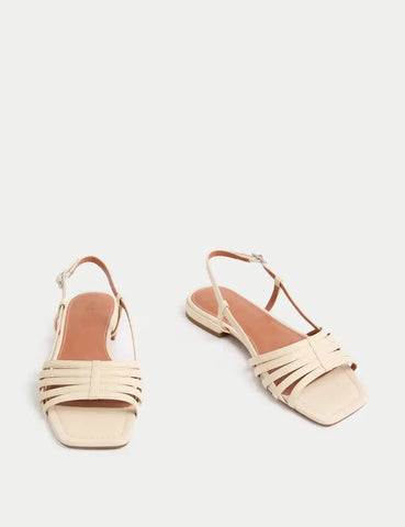 Marks and Spencer Metallic Strappy Flat Square Toe Sandals