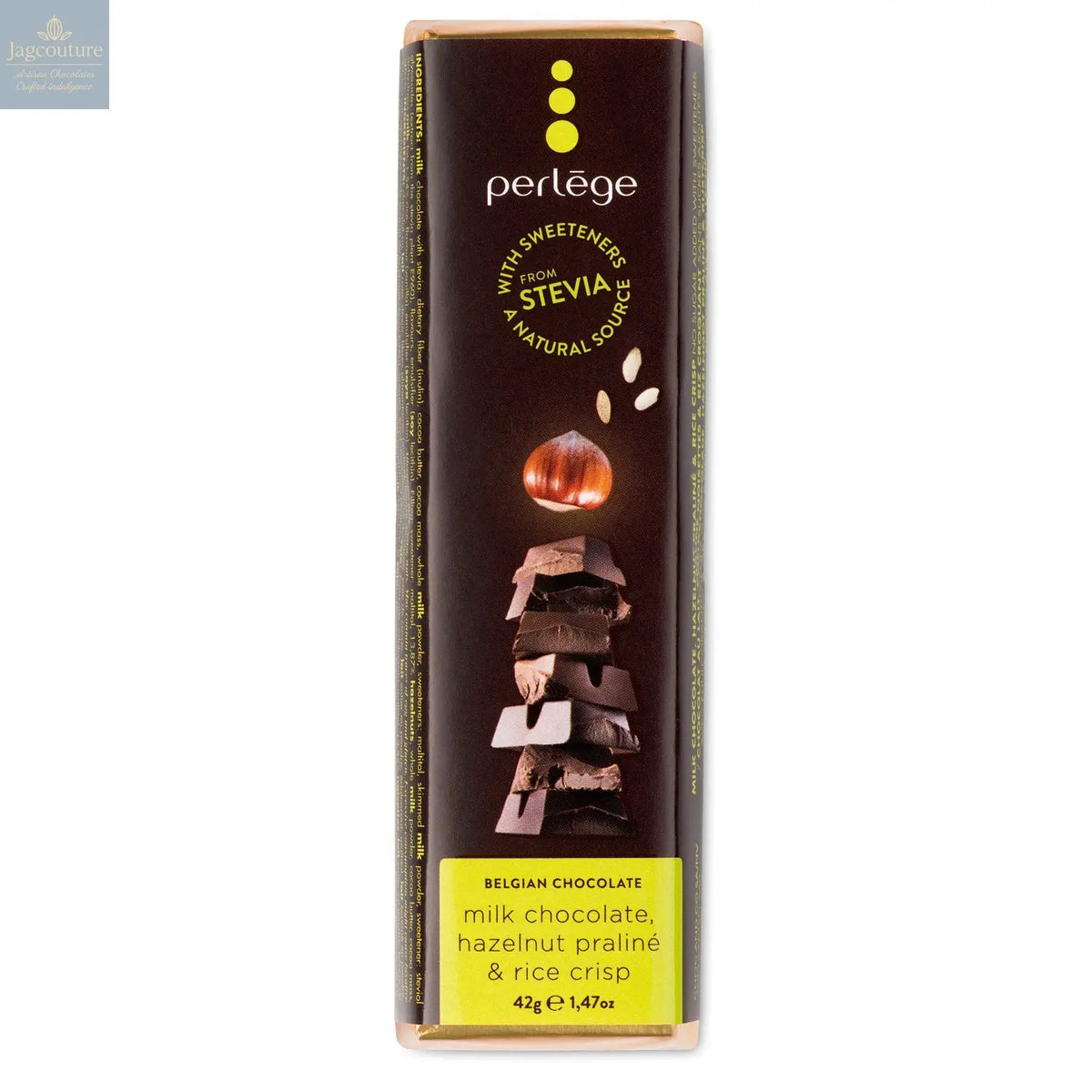Milk chocolate bar with ganache hazelnut praline & rice crisp Jag Couture Chocolates