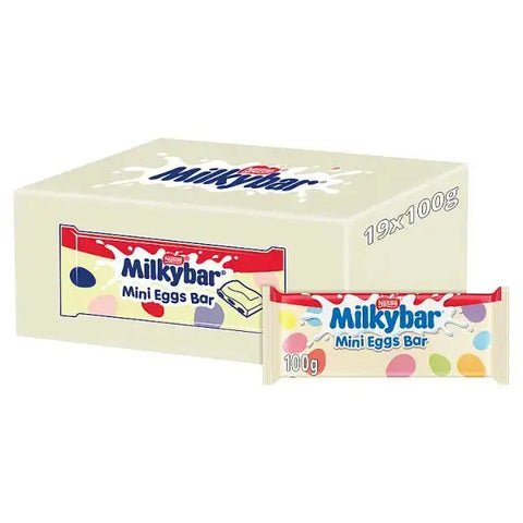 Milkybar Mini Eggs Easter White Chocolate Sharing Bar 100g (Case of 19)