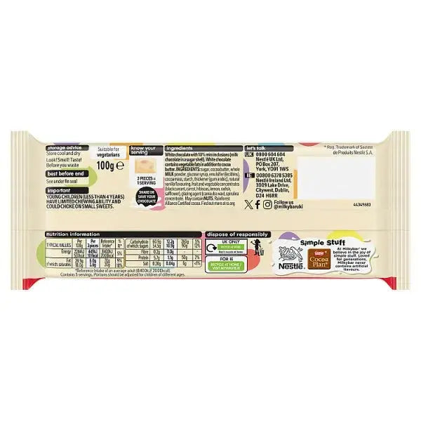 Milkybar Mini Eggs Easter White Chocolate Sharing Bar 100g (Case of 19)