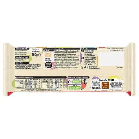 Milkybar Mini Eggs Easter White Chocolate Sharing Bar 100g (Case of 19)